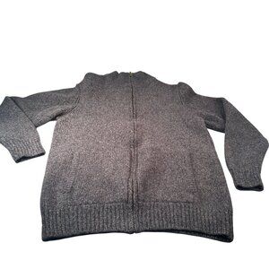 LL Bean Wool Zip Up Cardigan Sweater Men Pockets Long Sleeve Gray